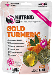 LK Baits Pet Nutrigo Gold Turmeric Mini Функциональные лакомства с ягненком и начинкой из жидкого куркумина для собак малых пород