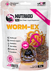 LK Baits Pet Nutrigo Worm-Ex Mini Функціональні ласощі з рослинним комплексом для кишечника для собак малих порід