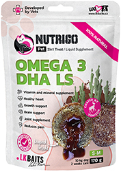 LK Baits Pet Nutrigo Omega-3 Algae S-M Функциональные лакомства с маслом водорослей для собак средних пород