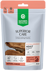 Nature's Protection Superior Care Rabbit Ears with Salmon Filling Кроличьи уши с начинкой из лосося для собак