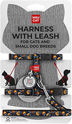 WauCat Nylon Шлея "Апельсини" з повідцем і QR-паспортом для котів і собак