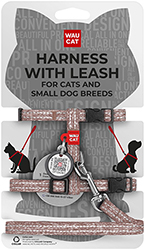 WauCat Re-cotton Шлея із відновленої бавовни з QR-паспортом для котів і собак, коричнева