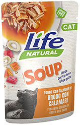 LifeCat Soup Тунець із лососем в бульйоні зі смаком кальмарів для котів