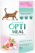 Optimeal Кусочки с ягненком и овощами в желе для кошек