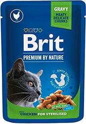 Brit Premium Шматочки з куркою для стерилізованих котів