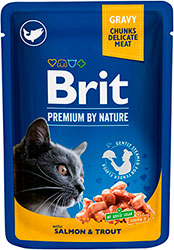 Brit Premium Шматочки з лососем і фореллю для котів