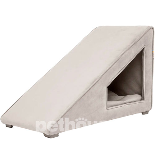 Petbed Velor Пандус с домиком справа, серый
