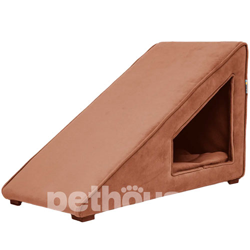 Petbed Velor Пандус с домиком справа, коричневый