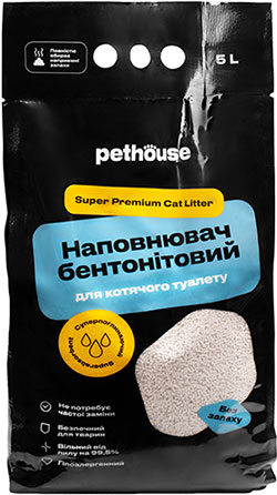 Pethouse Наполнитель бентонитовый, без аромата