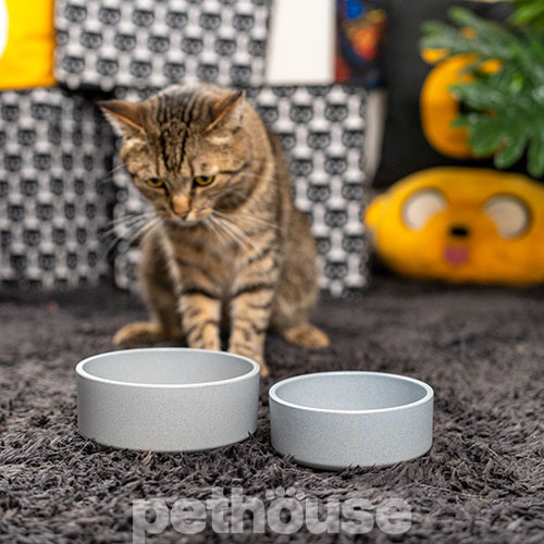 Pethouse Полімерна Миска Bamboo Round для собак і котів, сіра