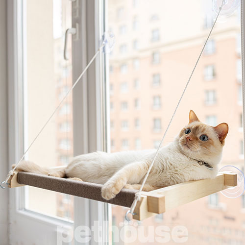 PetJoy Гамак на вікно для котів White Beige, фото 4
