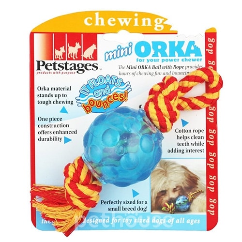 Petstages Mini Orka Ball with rope - Орка міні м'ячик з канатиками, фото 3