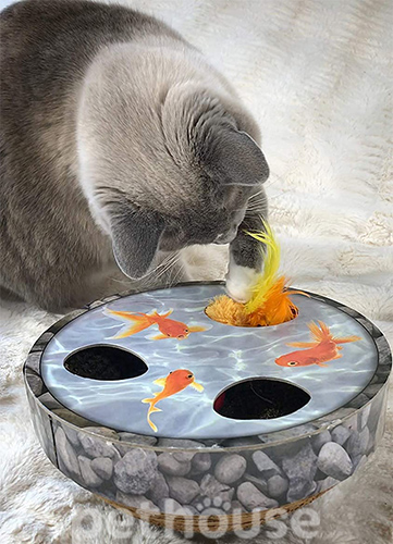 Petstages Hide & Seek Wobble Pond Игрушка-неваляшка с когтеточкой для кошек, фото 3