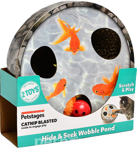 Petstages Hide & Seek Wobble Pond Игрушка-неваляшка с когтеточкой для кошек, фото 5