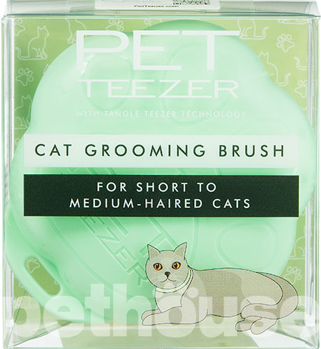 Pet Teezer Cat Grooming Green Щітка для вичісування котів, фото 5