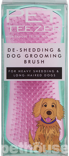 Pet Teezer De-shedding & Grooming Mint Pink Щетка для вычесывания собак, фото 5