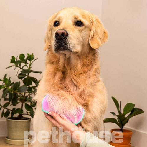Pet Teezer De-shedding & Grooming Mint Pink Щетка для вычесывания собак, фото 6