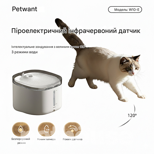 Petwant Автоматическая беспроводная поилка W10-E Pet с датчиком движения