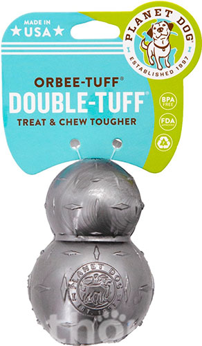 Planet Dog Orbee-Tuff Diamond Plate Подвійний м'яч для собак, сірий, фото 2