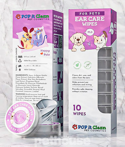 POP it Clean Ear Care Wipes Серветки для догляду за вухами котів і собак
