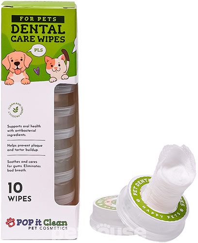 POP it Clean Dental Care Wipes Салфетки для ухода за зубами кошек и собак