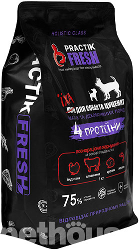 Practik Fresh "4 протеина" для щенков и взрослых собак мелких и миниатюрных пород