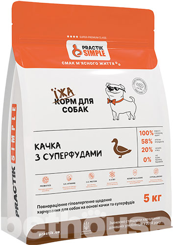 Practik Simple "Утка с суперфудами" для собак средних и крупных пород Practik Simple "Утка с суперфудами" для собак средних и крупных пород