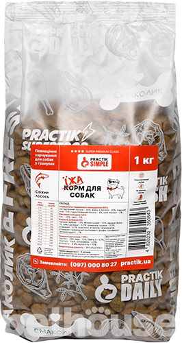Practik Simple "Свіжий лосось" для собак середніх та великих порід Practik Simple "Свіжий лосось" для собак середніх та великих порід