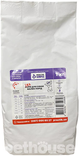 Practik Simple "Свежий лосось" для собак малых и миниатюрных пород и щенков Practik Simple "Свежий лосось" для собак малых и миниатюрных пород и щенков