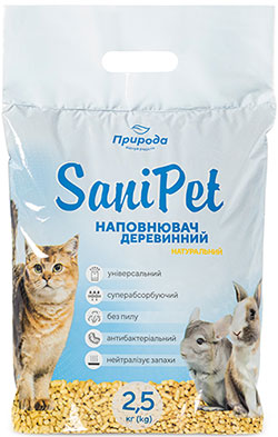 Природа SaniPet Наповнювач деревний "Універсальний", без аромату
