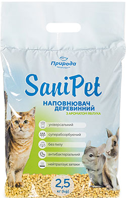 Природа SaniPet Наполнитель древесный "Универсальный", с ароматом яблока