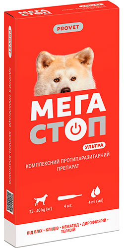 ProVET Мегастоп Ультра капли на холку для собак весом от 25 до 40 кг