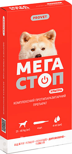 ProVET Мегастоп Ультра капли на холку для собак весом от 25 до 40 кг