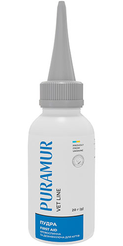 Puramur Vet Line First Aid Кровоспинна та дезінфікувальна пудра для кігтів котів і собак