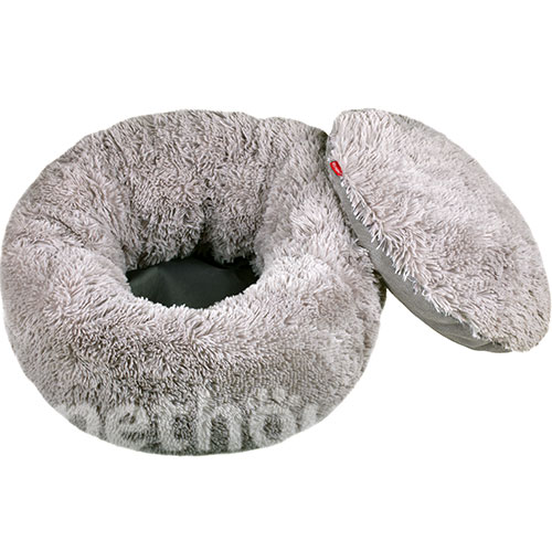 Red Point Donut Хутряний лежак із подушкою для котів і собак, сірий, фото 2