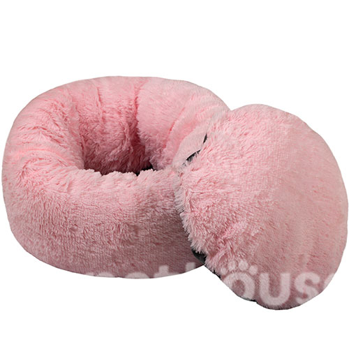 Red Point Donut Хутряний лежак із подушкою для котів і собак, рожевий, фото 2