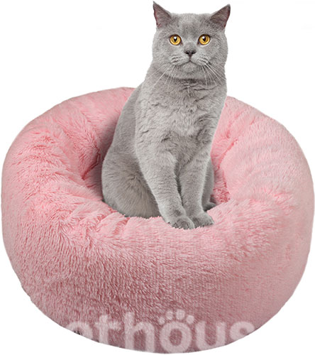 Red Point Donut Меховый лежак с подушкой для кошек и собак, розовый, фото 6