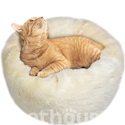 Red Point Donut Меховый лежак с подушкой для кошек и собак, персиковый, фото 6
