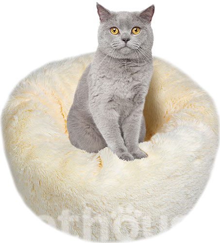 Red Point Donut Меховый лежак с подушкой для кошек и собак, персиковый, фото 7