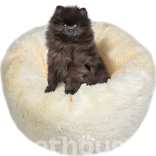 Red Point Donut Меховый лежак с подушкой для кошек и собак, персиковый, фото 8