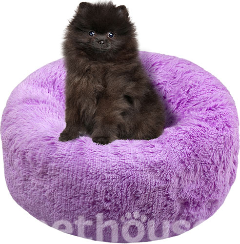 Red Point Donut Меховый лежак с подушкой для кошек и собак, лавандовый, фото 7
