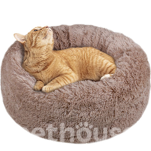 Red Point Donut Меховый лежак с подушкой для кошек и собак, капучино