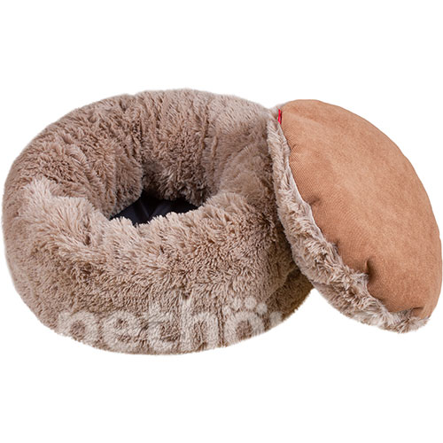 Red Point Donut Меховый лежак с подушкой для кошек и собак, капучино, фото 3