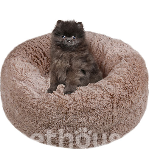 Red Point Donut Хутряний лежак із подушкою для котів і собак, капучино, фото 7