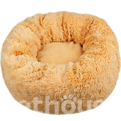 Red Point Donut Меховый лежак с подушкой для кошек и собак, абрикосовый, фото 4