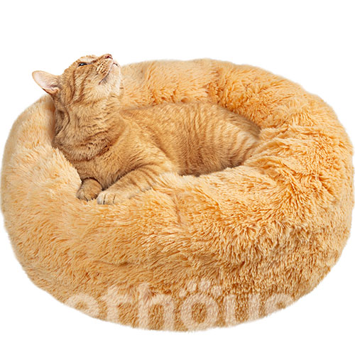 Red Point Donut Меховый лежак с подушкой для кошек и собак, абрикосовый, фото 6