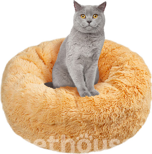 Red Point Donut Меховый лежак с подушкой для кошек и собак, абрикосовый, фото 7