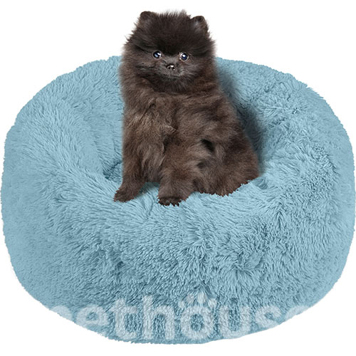 Red Point Donut Хутряний лежак із подушкою для котів і собак, блакитний, фото 6