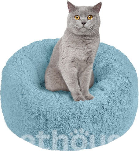 Red Point Donut Хутряний лежак із подушкою для котів і собак, блакитний, фото 7