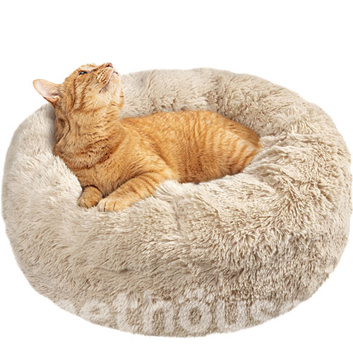 Red Point Donut Хутряний лежак із подушкою для котів і собак, бежевий, фото 6